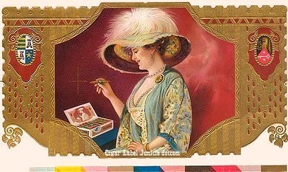 UT Lady Smoking-cigar box label