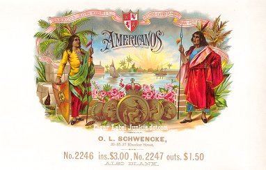 Americanos cigar box label