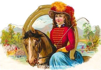 UT Horse Lady- cigar box label