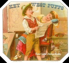 KW Puffs- cigar box label