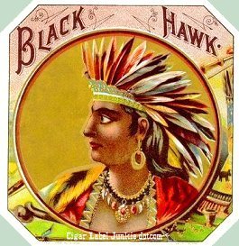 very early Black Hawk cigar label