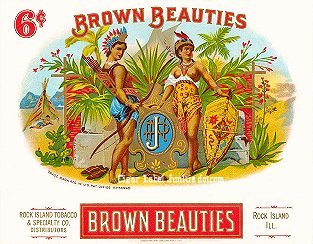 Brown Beauties cigar box label