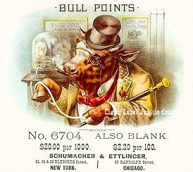 Bull Points- cigar box label