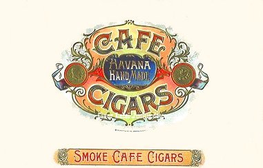 Cafe Cigars cigar box label