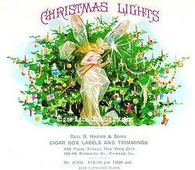 Christmas Lights cigar box label