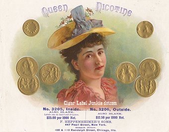 Queen Nicotine- cigar box label