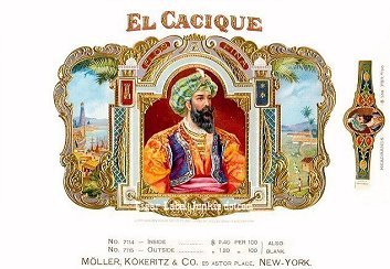 El Cacique cigar box label