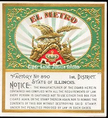 El Metro Warn outer cigar label