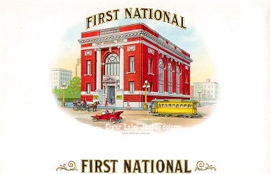 First National cigar box label