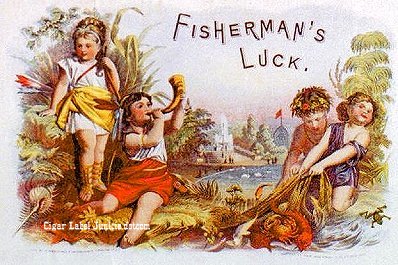 fishing theme cigar label
