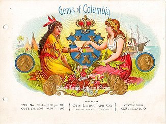 Gems of Columbia cigar box label