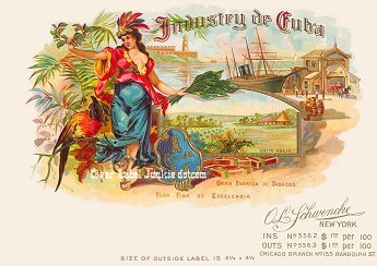 Industry De Cuba cigar box label