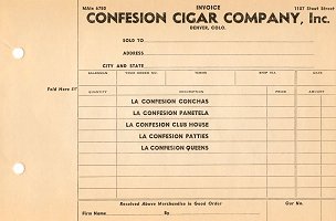 La Confesion invoice 2 cigar label