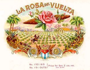 La Rosa Vuelta cigar box label