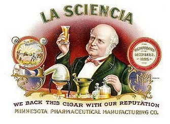 science theme cigar box label
