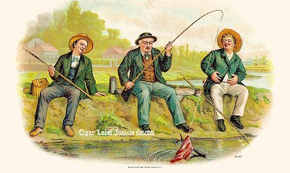 Men Fishing-cigar box label