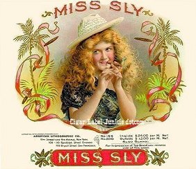 Miss Sly-cigar box label