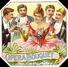 Opera Bouquet cigar box label