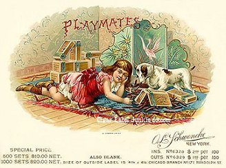 Playmates cigar box label
