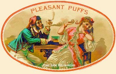 Pleasaant Puffs-cigar box label