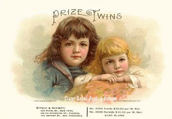 Prize Twins cigar box label
