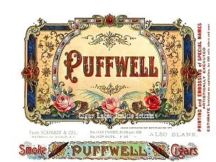 Puff Well cigar box label