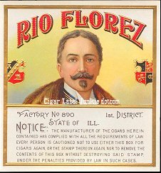 Rio Florez Warn outer cigar label