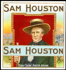Sam Houston outer cigar label