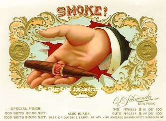 Smoke cigar box label