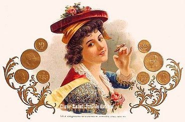 UT Girl Smokes-cigar box label