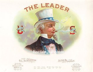 The Leader cigar box label