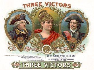 Three Victors cigar box label