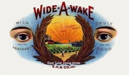 Wide A Wake cigar box label