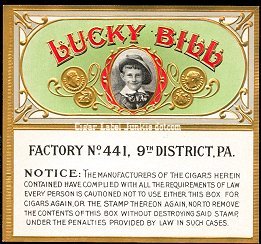 Lucky Bill warn outer cigar label